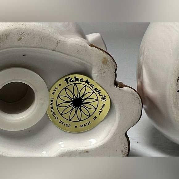 VTG Takakashi Pigs Salt & Pepper Shakers Pink Bow Farmhouse Cottage Core Japan - Picture 8 of 13